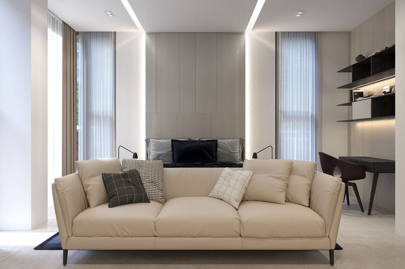 Thiết kế nội thất phòng khách với những chiếc sofa lạ mắt