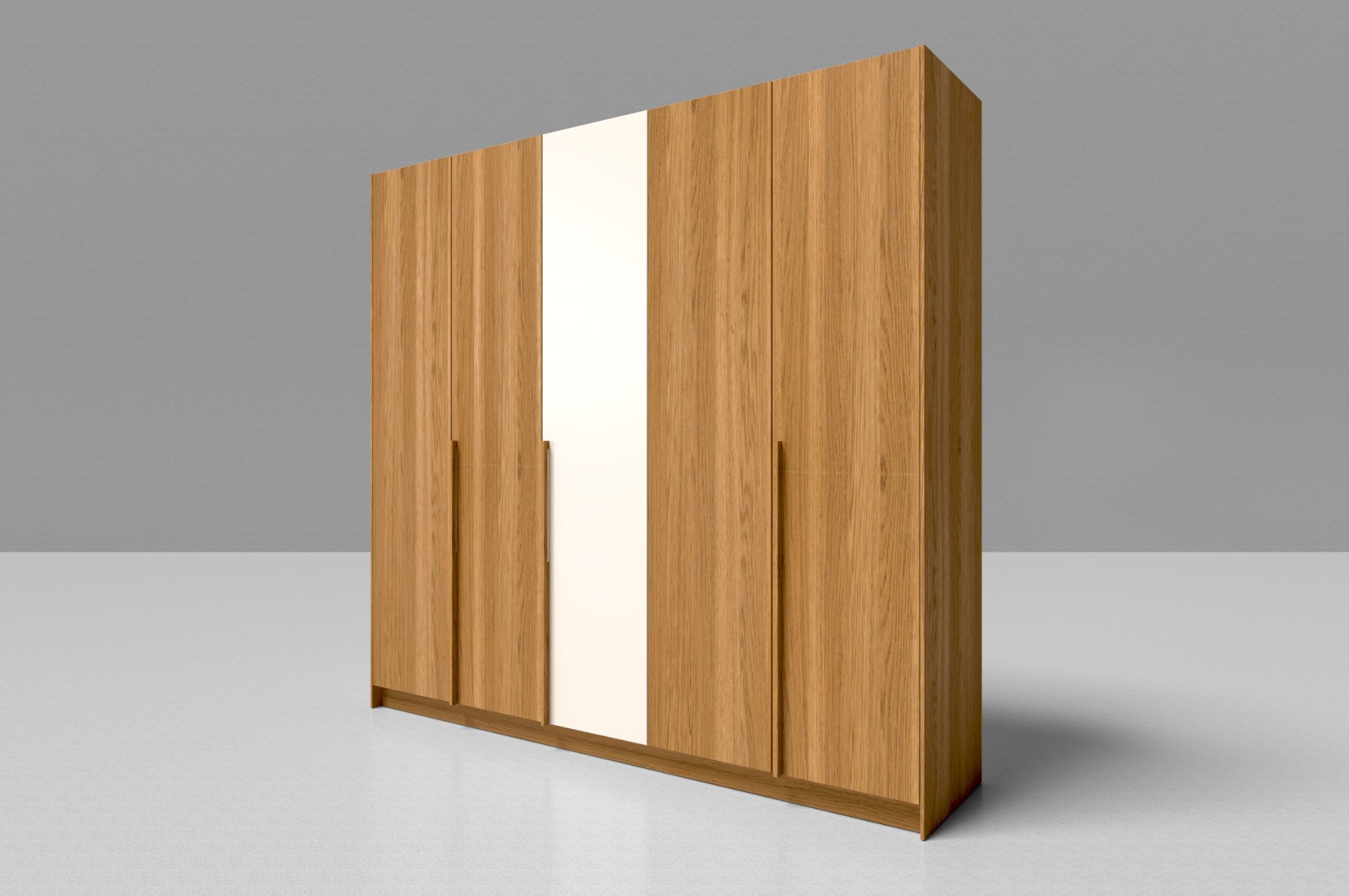 Thiết kế tủ quần áo gỗ ép 5 cánh âm tường
