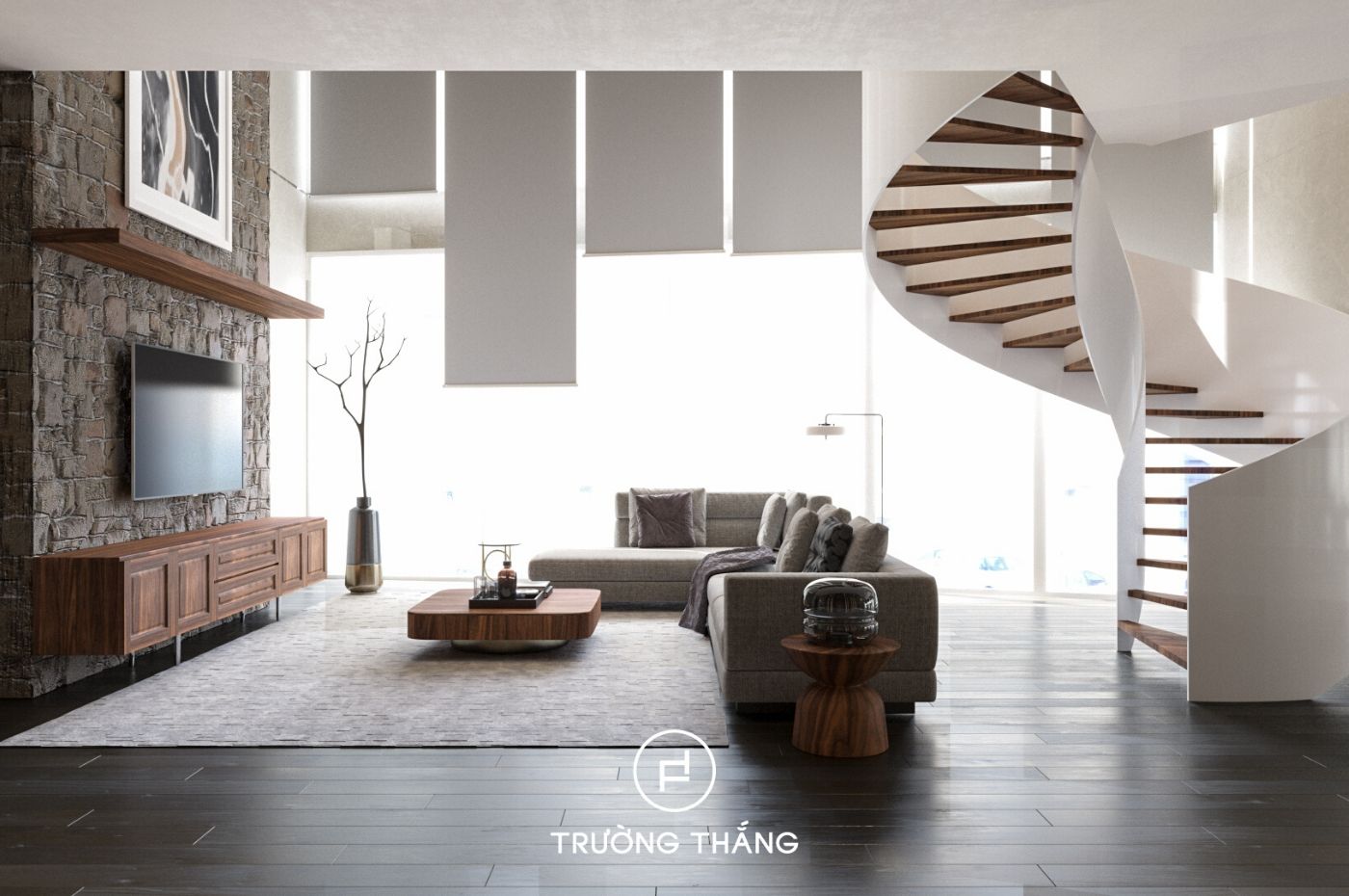 Biến ngôi nhà thành biệt thự với nội thất gỗ tự nhiên cho phòng khách