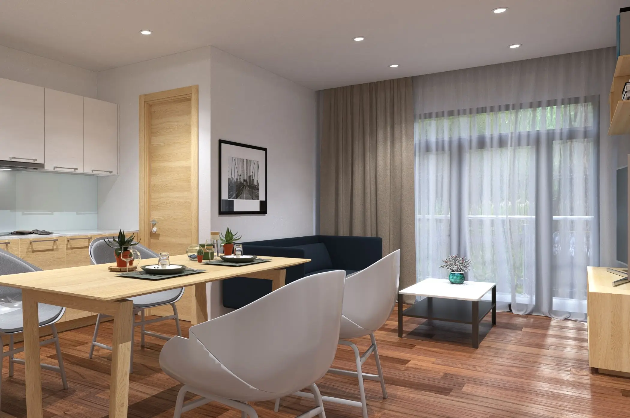 Ấn tượng với nội thất căn hộ chung cư 2 phòng ngủ