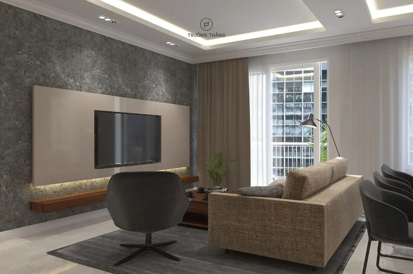 Bố trí nội thất phòng khách rộng nâng tầm đẳng cấp